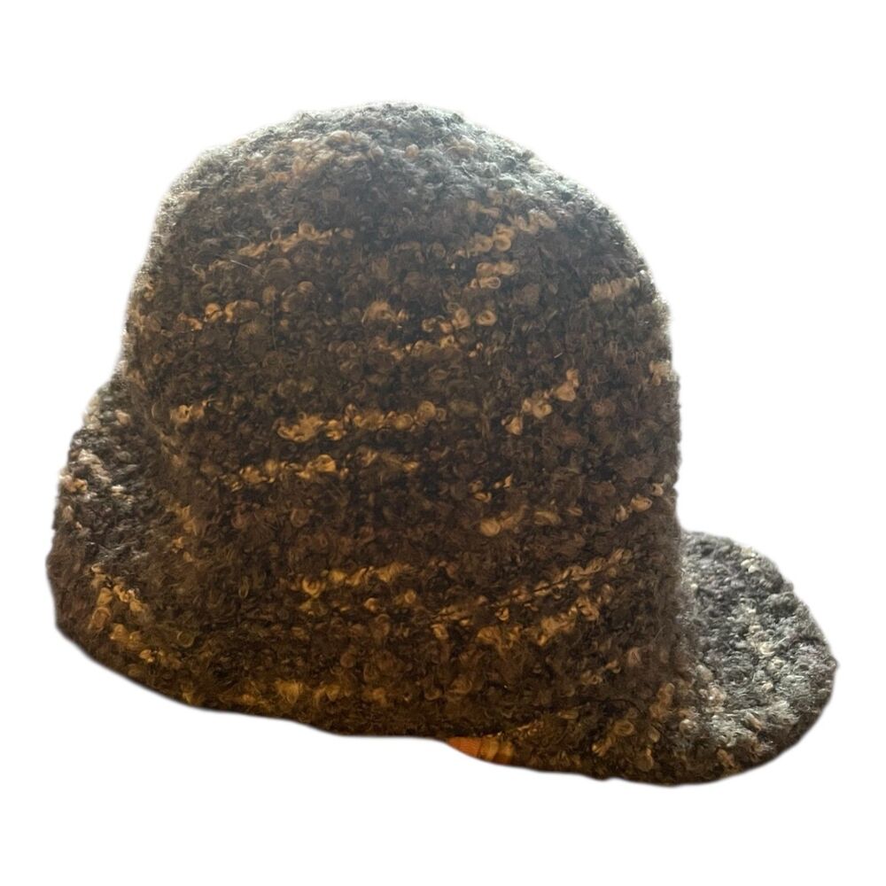Vintage 90s/Y2K Purple Gray Boucle Knit Hunter Cap Lined Cozycore